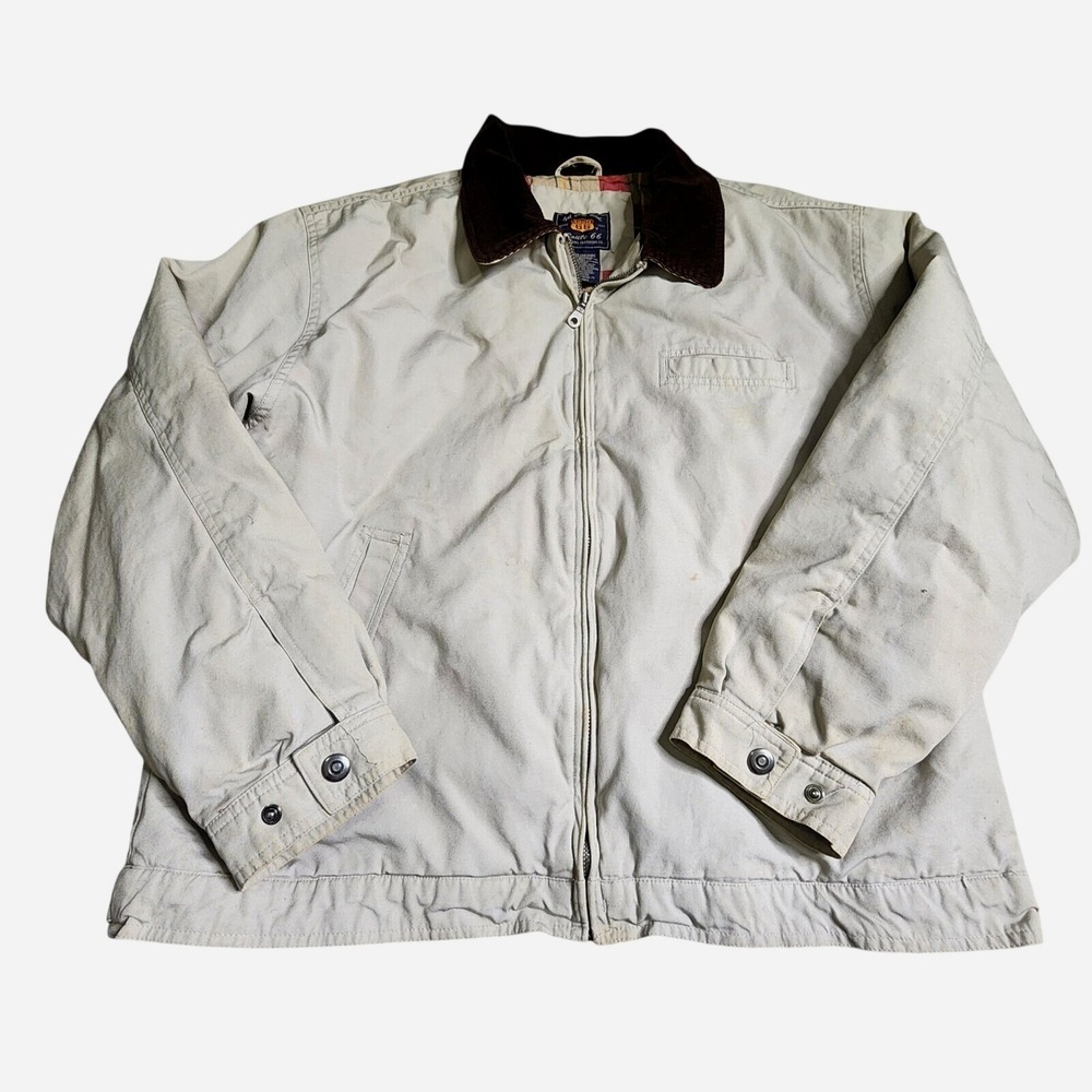 Vintage Route 66 Mens Beige Barn Jacket Cotton Work Utility Corduroy Collar L